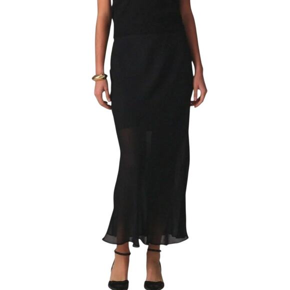 J. Crew Dresses & Skirts - J Crew Gwyneth Chiffon Midi Slip Skirt Black Sheer 90s Retro Back Slit Medium